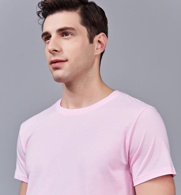 夏季粉色男女同款純棉半袖圓領(lǐng)文化衫T19#