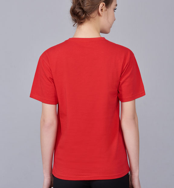 夏季紅色男女同款純棉半袖圓領文化衫T19#