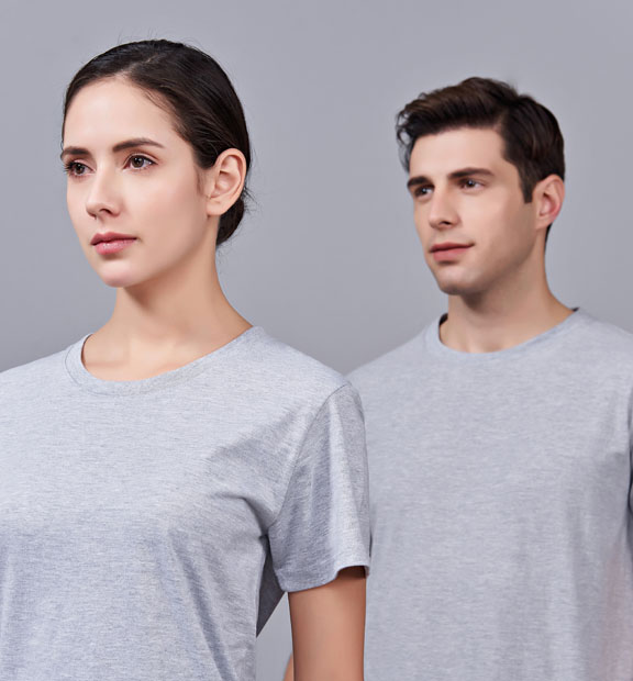 夏季灰色男女同款純棉半袖圓領文化衫T19#