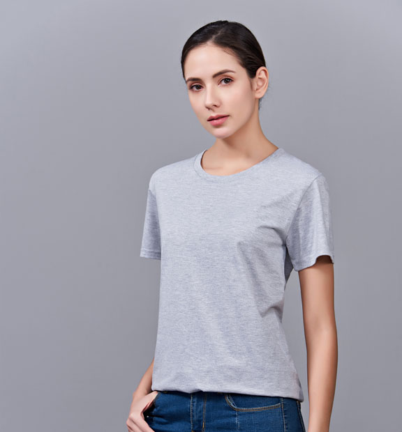 夏季灰色男女同款純棉半袖圓領文化衫T19#