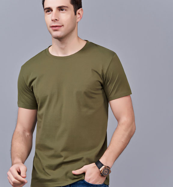 夏季軍綠色男女同款純棉半袖圓領文化衫T19#