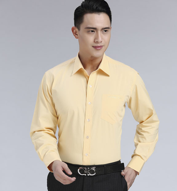黃色男款滌棉翻領長袖北京出租車司機襯衫-TAXI01#