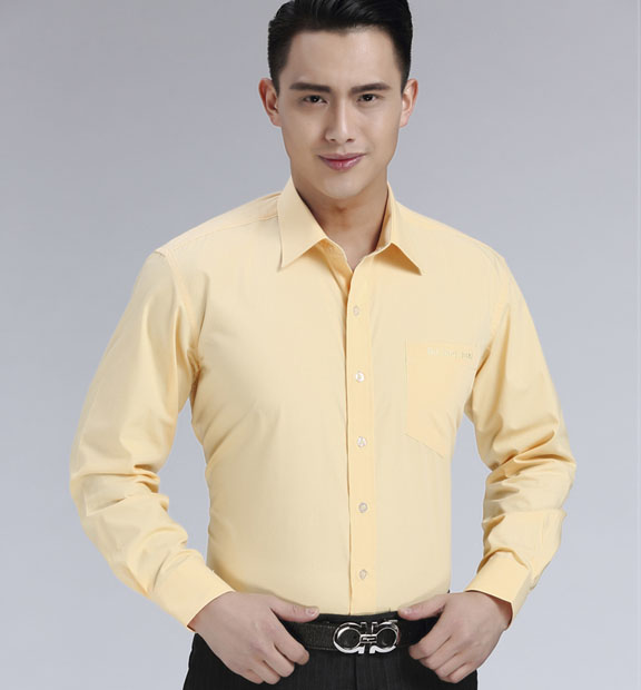 黃色男款滌棉翻領長袖北京出租車司機襯衫-TAXI01#