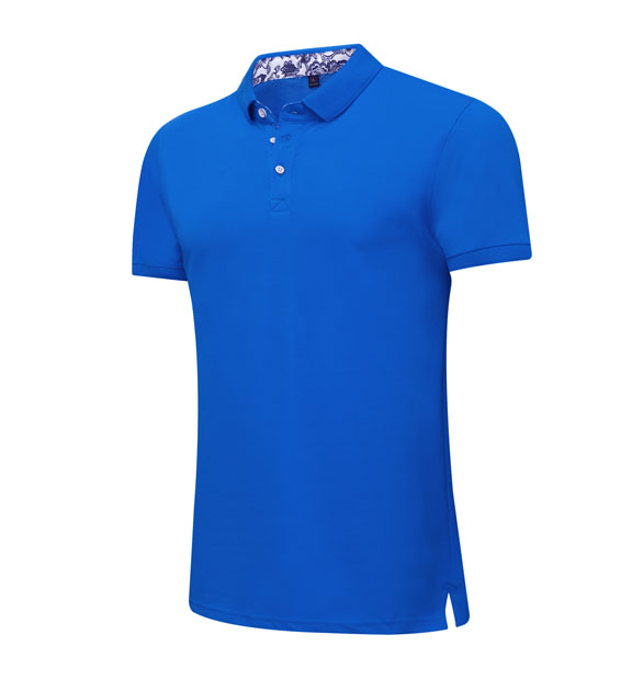 夏季寶藍色男女同款滌棉短袖翻領(lǐng)時尚T恤衫/polo衫-025#