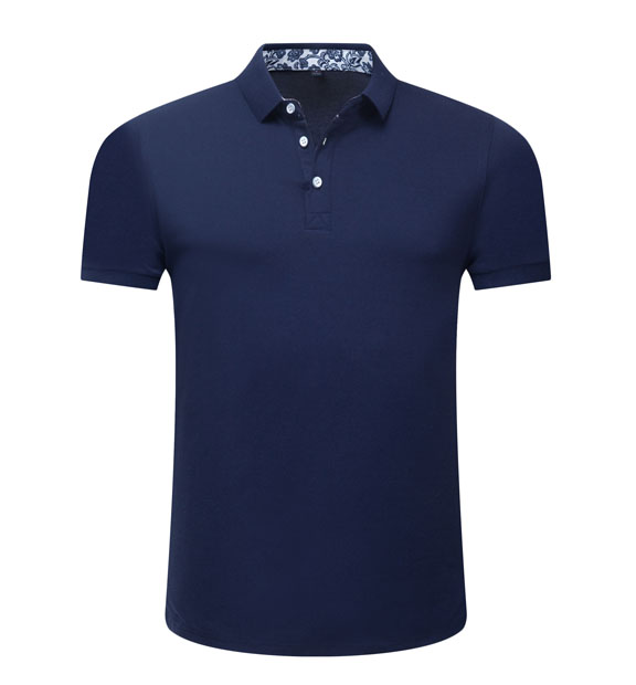 夏季藏藍色男女同款滌棉短袖翻領時尚T恤衫/polo衫-025#