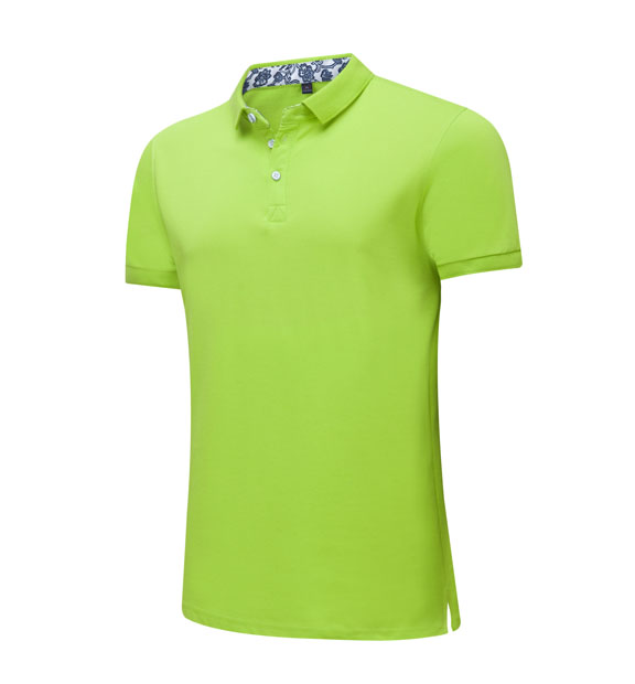 夏季果綠色男女同款滌棉短袖翻領時尚T恤衫/polo衫-025#