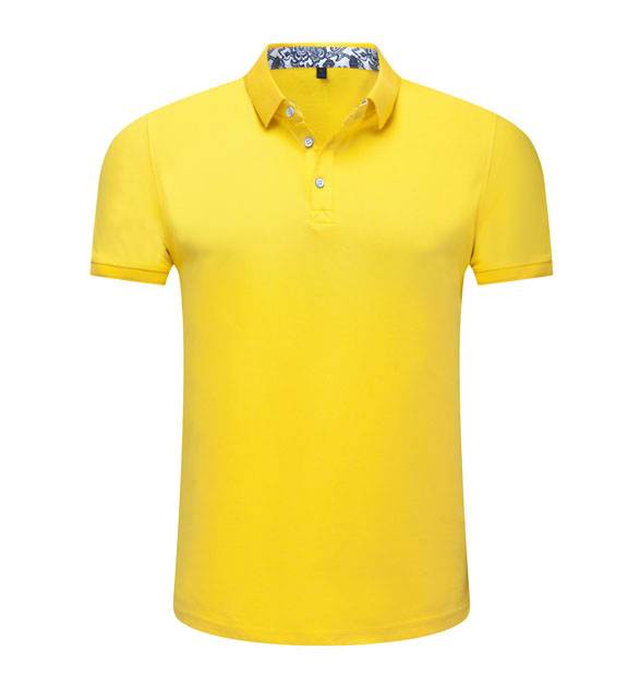 夏季黃色男女同款滌棉短袖翻領時尚T恤衫/polo衫-025#