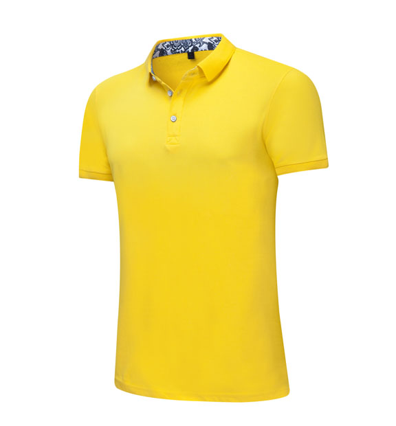 夏季黃色男女同款滌棉短袖翻領時尚T恤衫/polo衫-025#