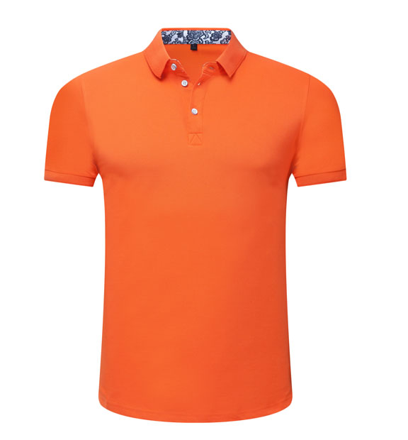 夏季橘色男女同款滌棉短袖翻領時尚T恤衫/polo衫-025#