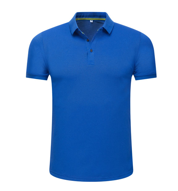 夏季寶藍色男女同款絲光棉短袖翻領休閑T恤衫/Polo衫-1503#