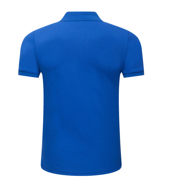 夏季寶藍色男女同款絲光棉短袖翻領休閑T恤衫/Polo衫-1503#