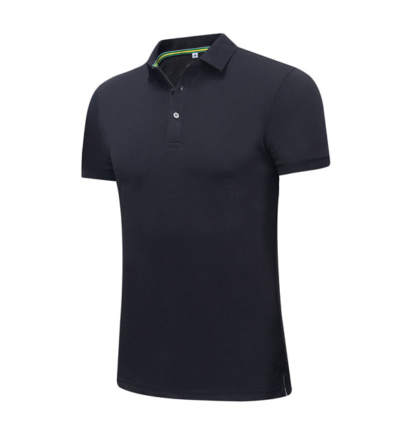 夏季藏藍色男女同款絲光棉短袖翻領休閑T恤衫/Polo衫-1503#