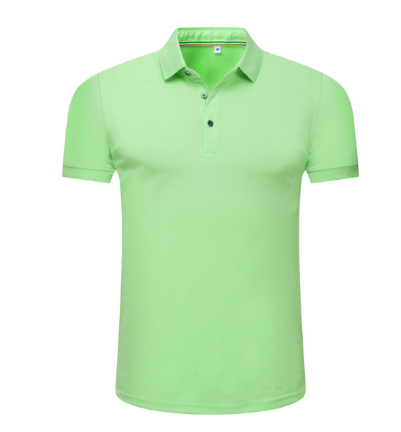夏季果綠色男女同款絲光棉短袖翻領休閑T恤衫/Polo衫-1503#