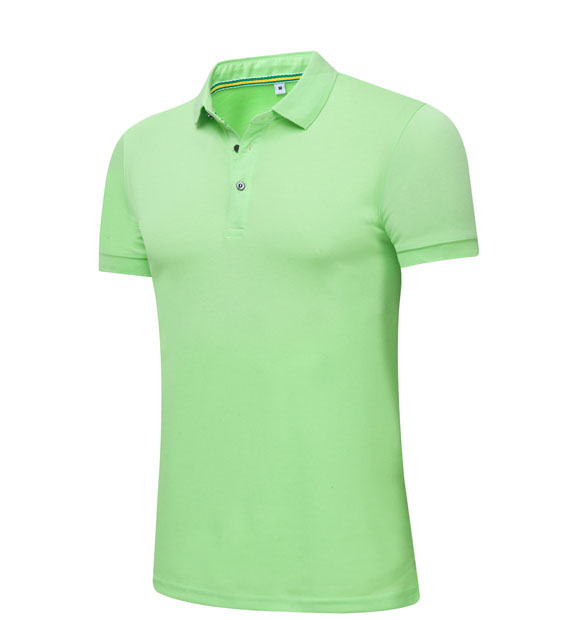 夏季果綠色男女同款絲光棉短袖翻領休閑T恤衫/Polo衫-1503#