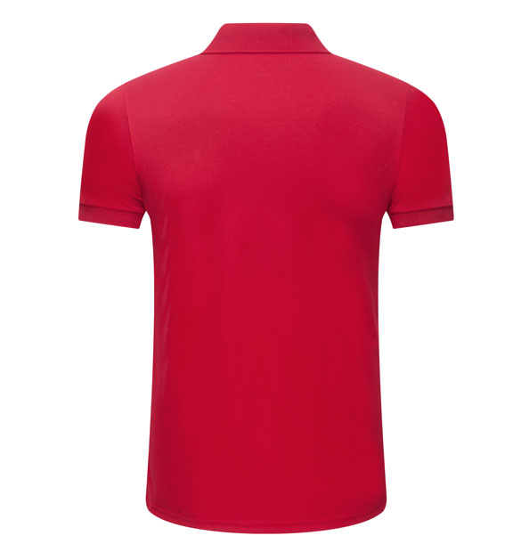 夏季紅色男女同款絲光棉短袖翻領休閑T恤衫/Polo衫-1503#