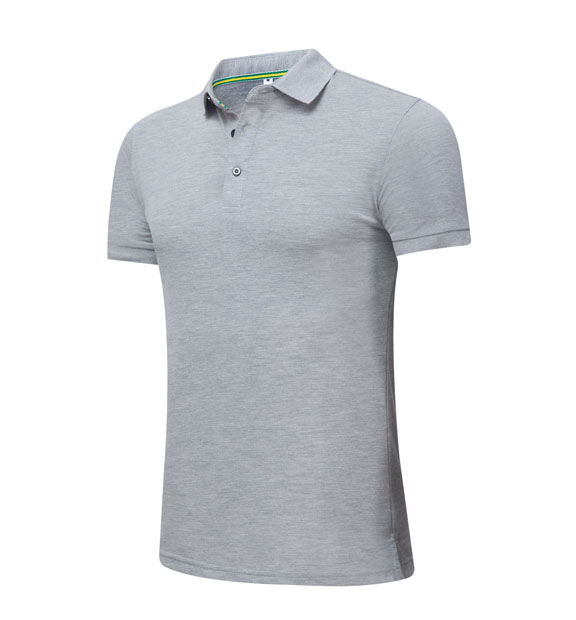 夏季灰色男女同款絲光棉短袖翻領商務T恤衫/Polo衫-1503#