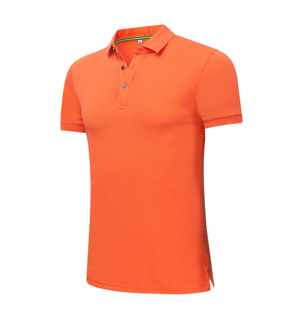 夏季橘色男女同款絲光棉短袖翻領(lǐng)休閑T恤衫/Polo衫-1503#