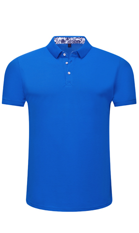 夏季寶藍色男女同款滌棉短袖翻領時尚T恤衫/polo衫-025#