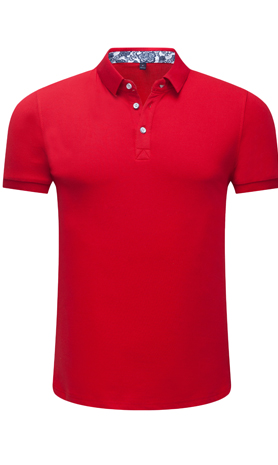 夏季大紅色男女同款滌棉短袖翻領時尚T恤衫/polo衫-025#