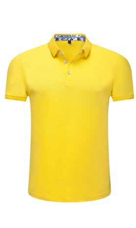 夏季黃色男女同款滌棉短袖翻領時尚T恤衫/polo衫-025#