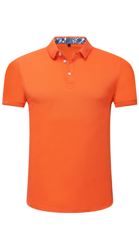 夏季橘色男女同款滌棉短袖翻領時尚T恤衫/polo衫-025#
