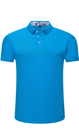 夏季淺藍色男女同款滌棉短袖翻領時尚T恤衫/polo衫-025#