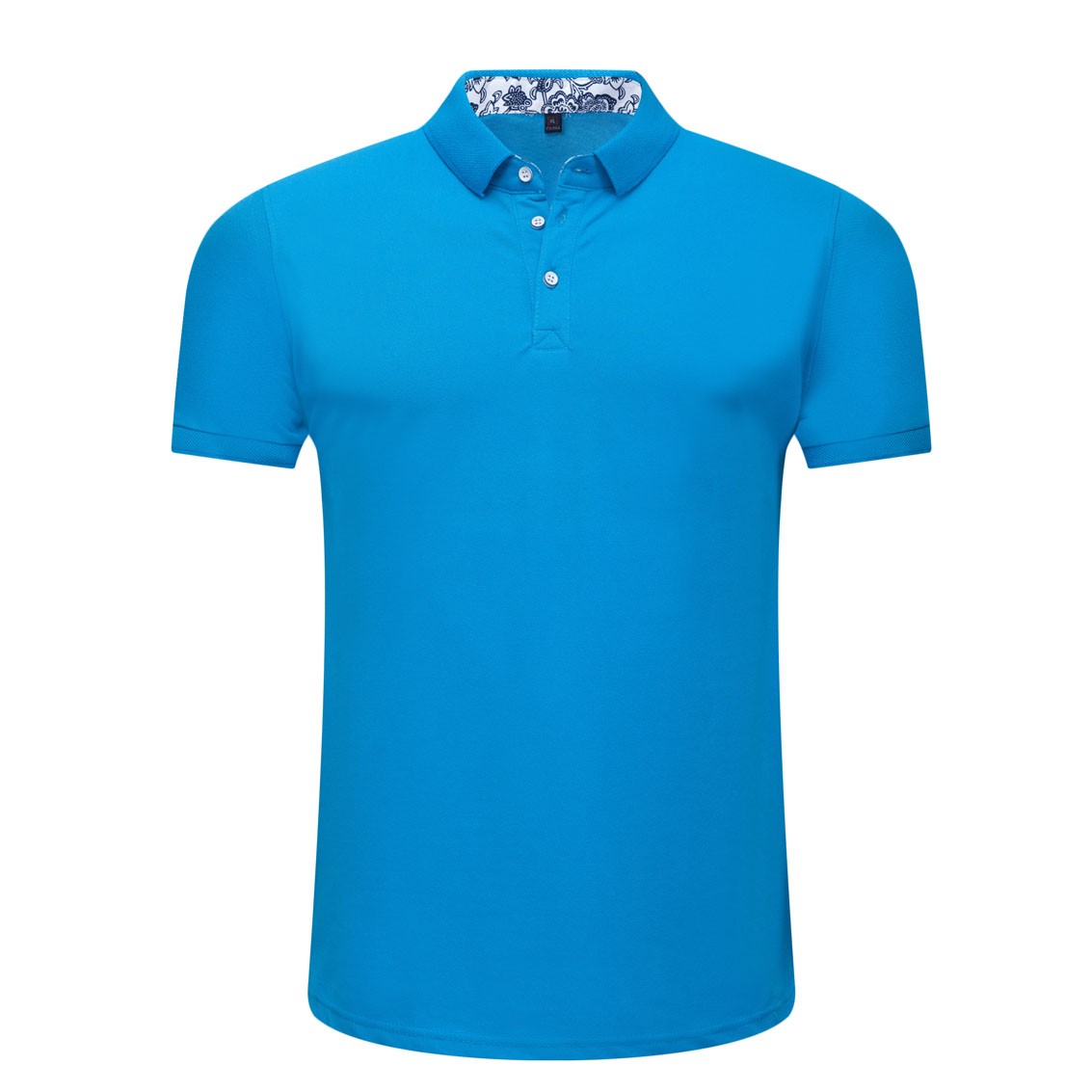 夏季淺藍色男女同款滌棉短袖翻領時尚T恤衫/polo衫-025#