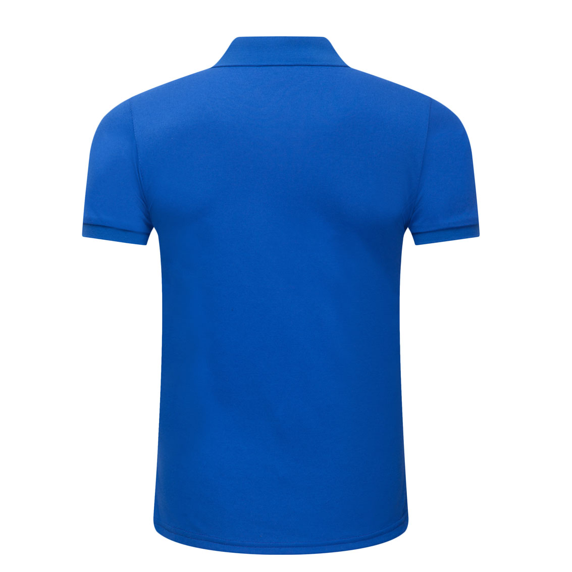 夏季寶藍色男女同款絲光棉短袖翻領休閑T恤衫/Polo衫-1503#