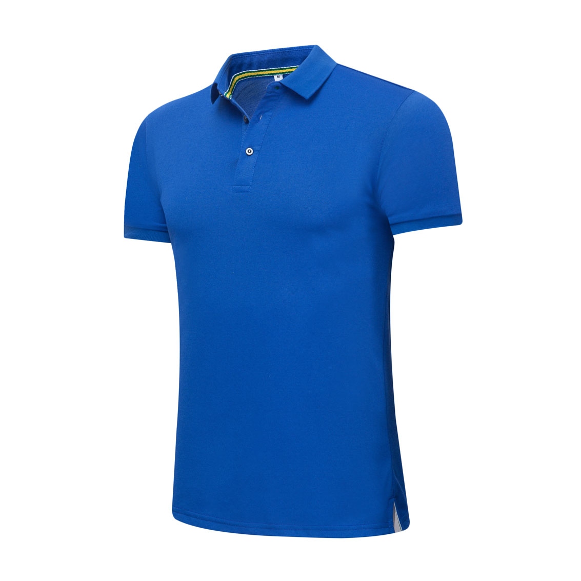 夏季寶藍色男女同款絲光棉短袖翻領休閑T恤衫/Polo衫-1503#