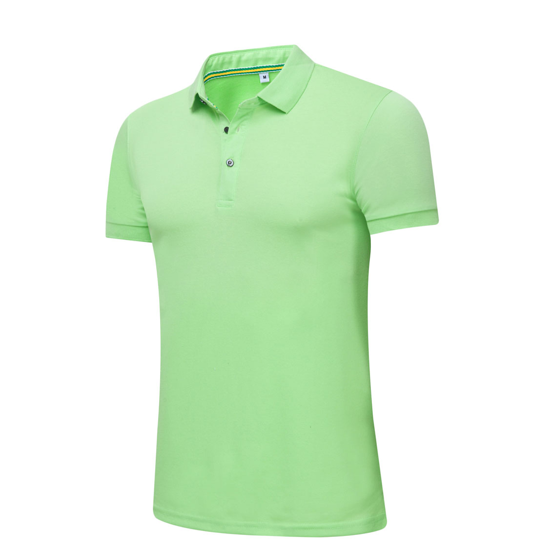 夏季果綠色男女同款絲光棉短袖翻領休閑T恤衫/Polo衫-1503#