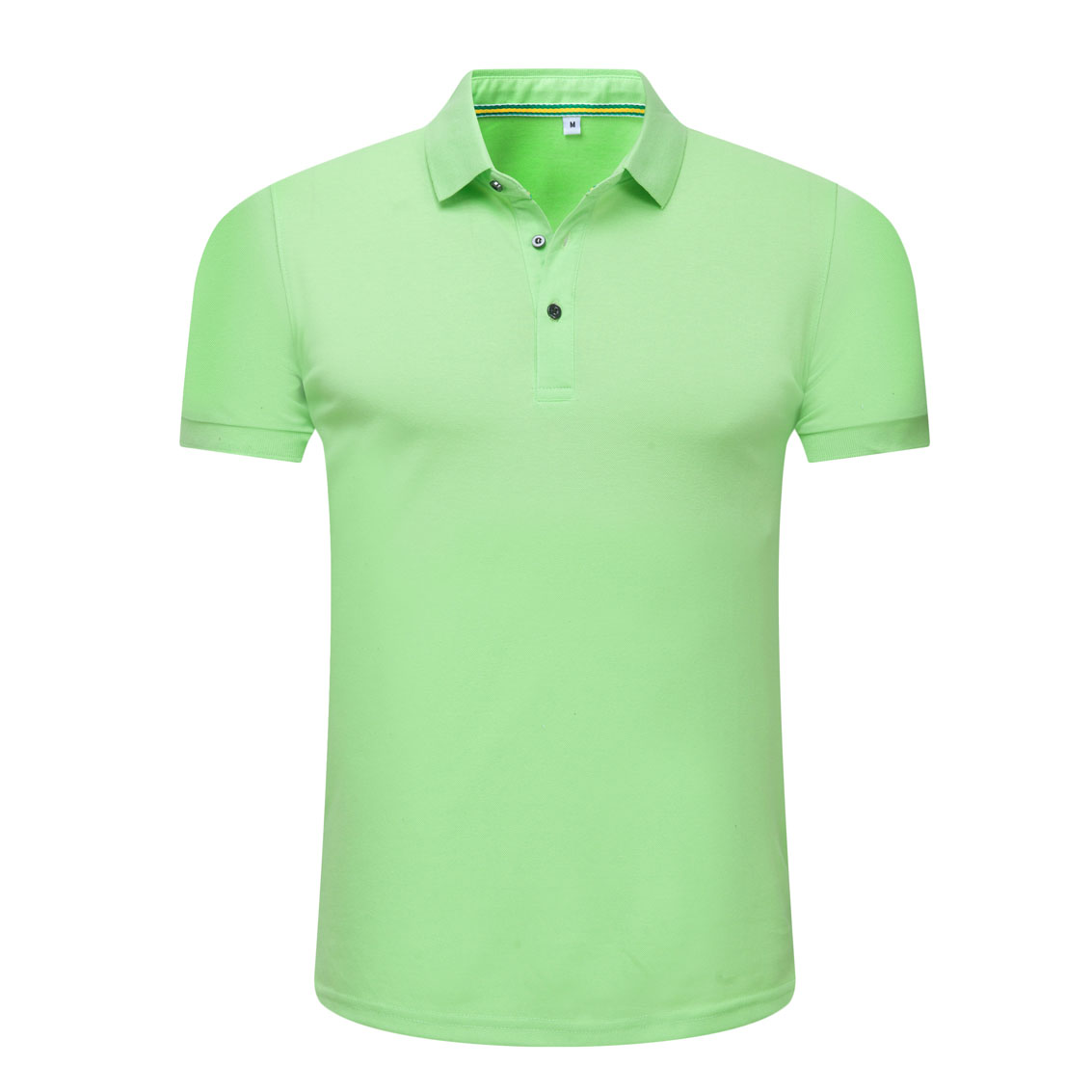 夏季果綠色男女同款絲光棉短袖翻領休閑T恤衫/Polo衫-1503#