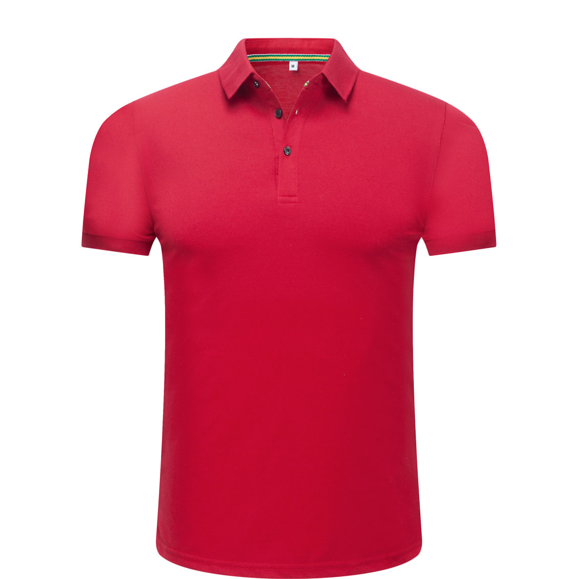 夏季紅色男女同款絲光棉短袖翻領休閑T恤衫/Polo衫-1503#