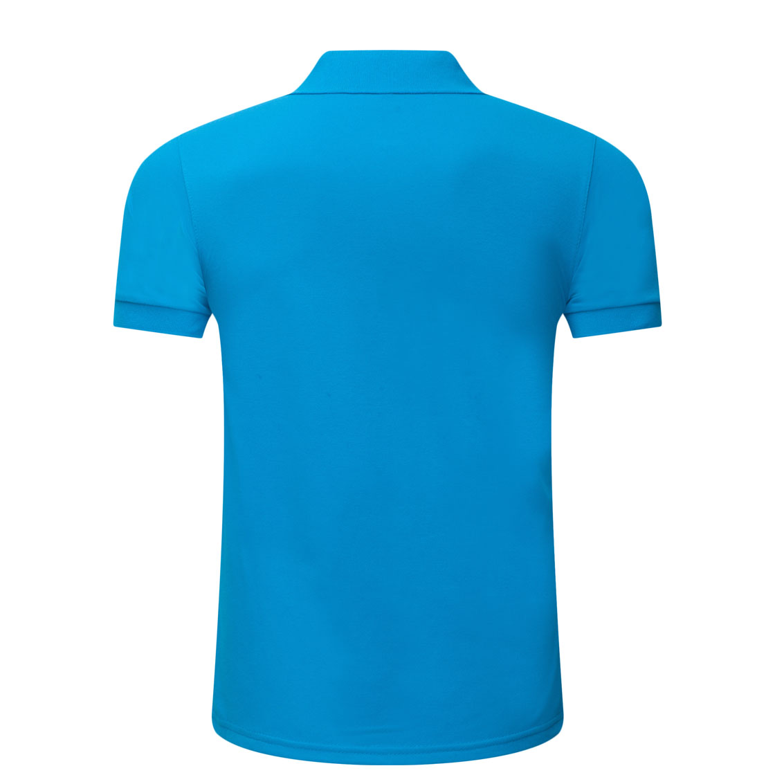 夏季湖藍色男女同款絲光棉短袖翻領休閑T恤衫/Polo衫-1503#