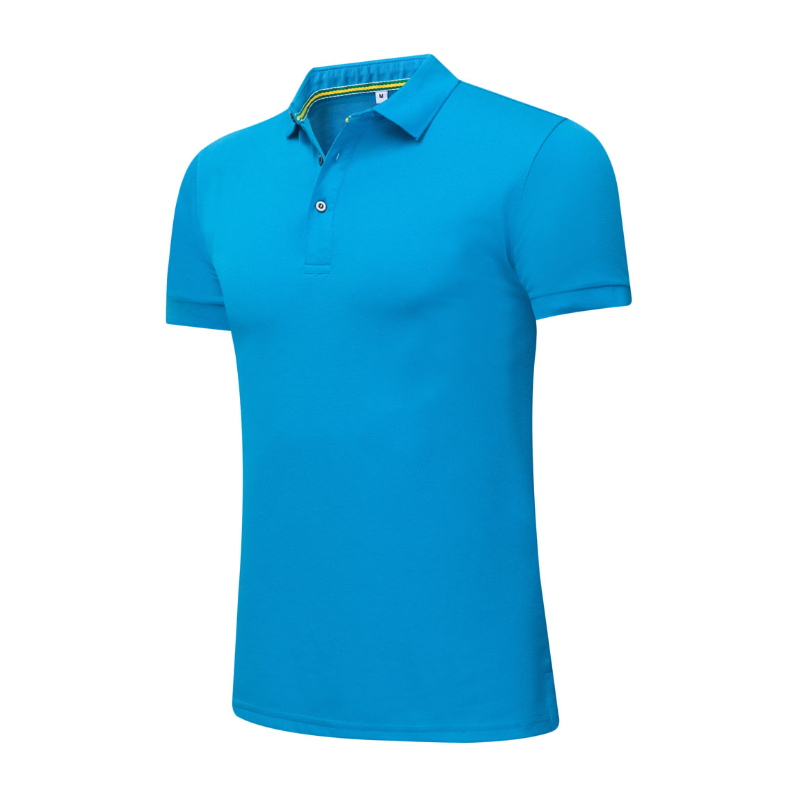 夏季湖藍色男女同款絲光棉短袖翻領休閑T恤衫/Polo衫-1503#