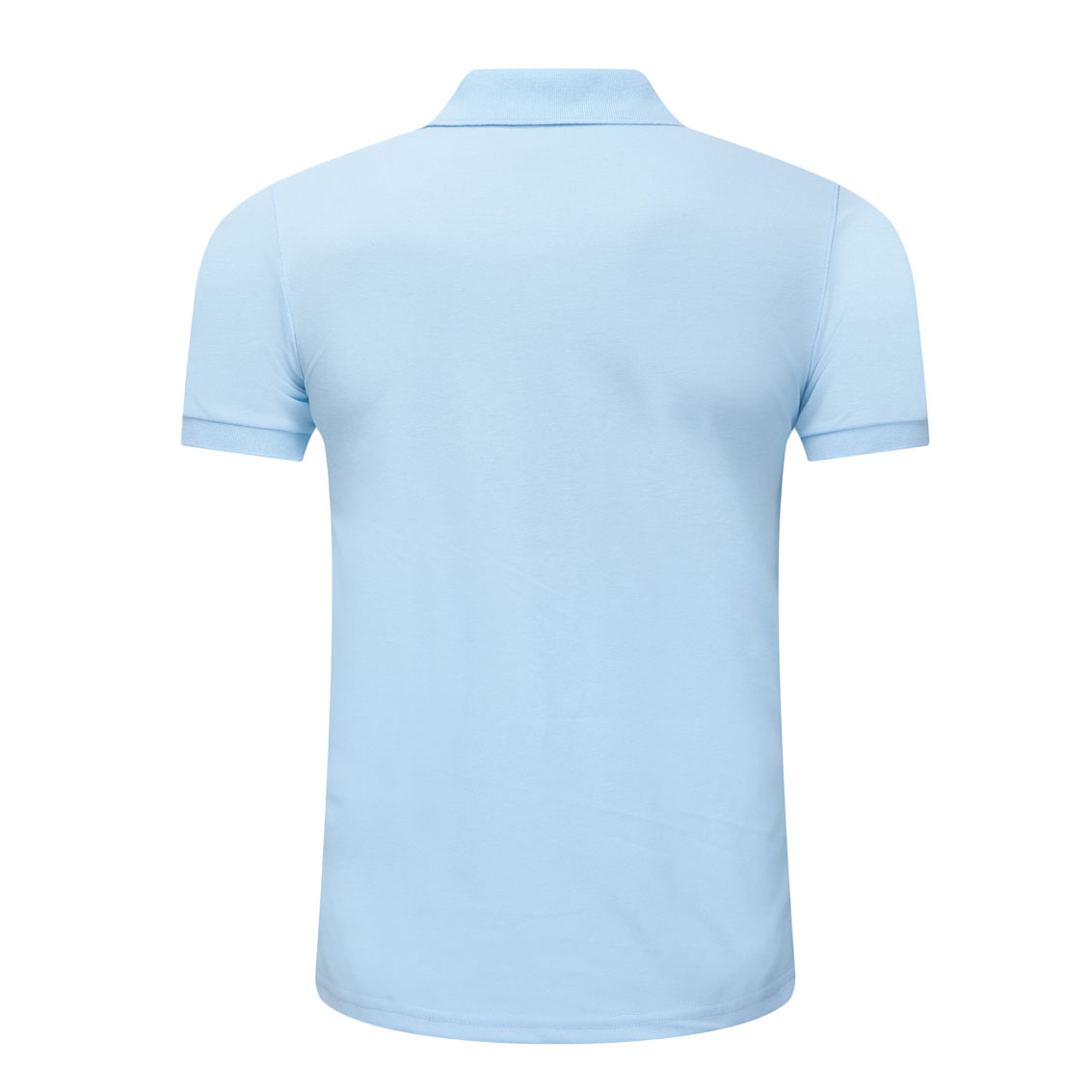 夏季淺藍(lán)色男女同款絲光棉短袖翻領(lǐng)休閑T恤衫/Polo衫-1503#