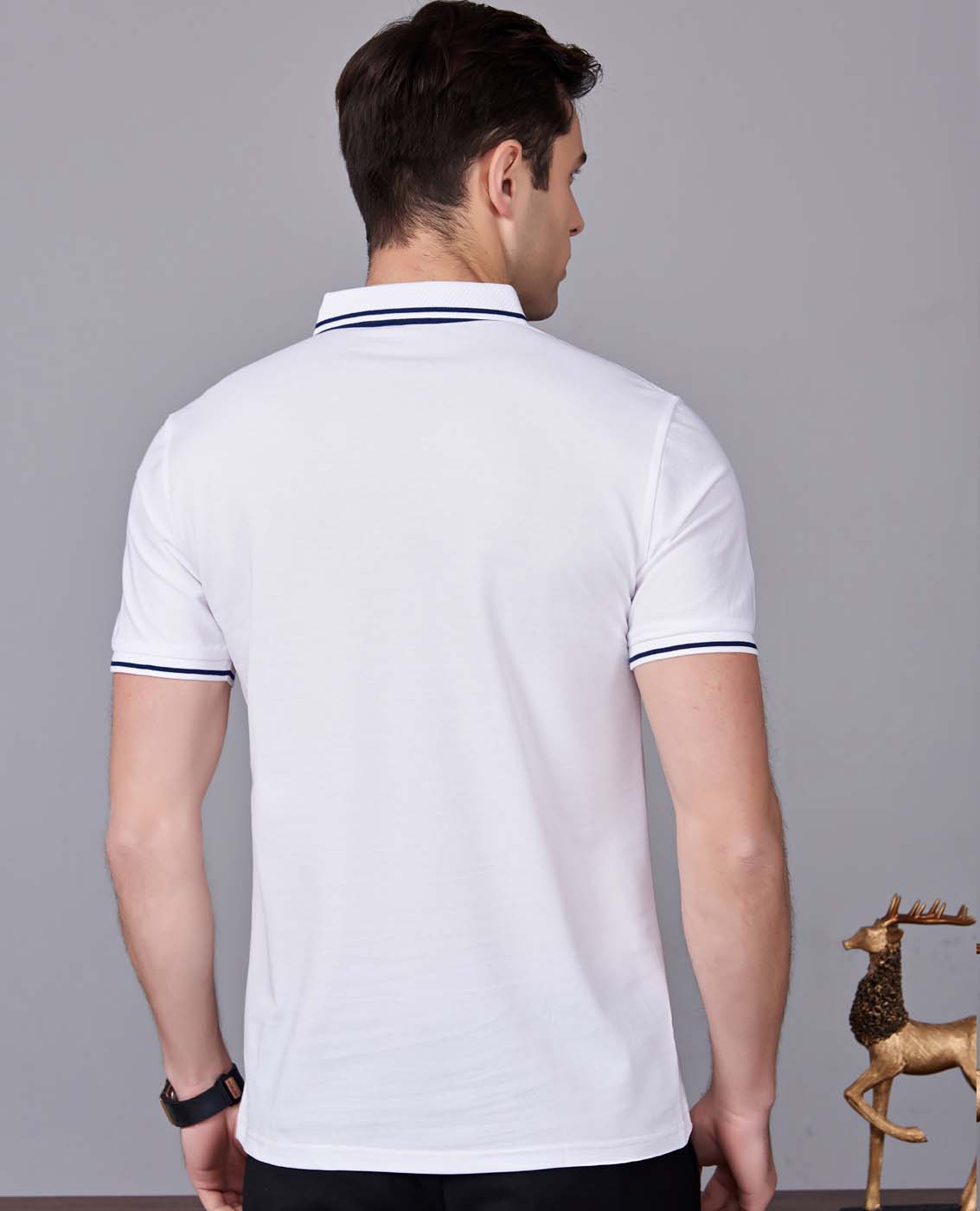 夏季白色男女同款桑蠶絲翻領修身商務休閑T恤衫/polo衫