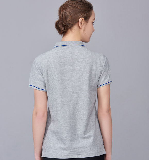 夏季灰色男女同款絲綢質感透氣翻領商務POLO衫/T恤衫-1898#