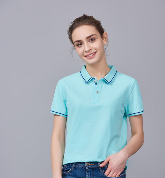 夏季玉綠男女同款絲綢質感透氣翻領商務POLO衫/T恤衫-1898#