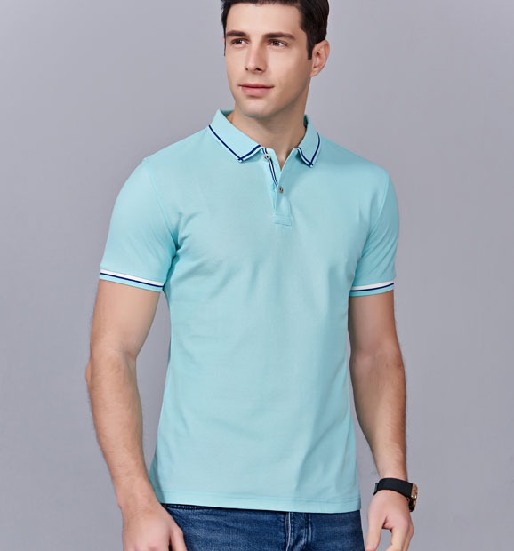 夏季玉綠男女同款絲綢質感透氣翻領商務POLO衫/T恤衫-1898#