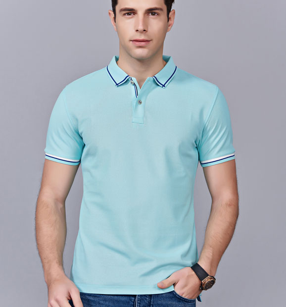 夏季玉綠男女同款絲綢質感透氣翻領商務POLO衫/T恤衫-1898#