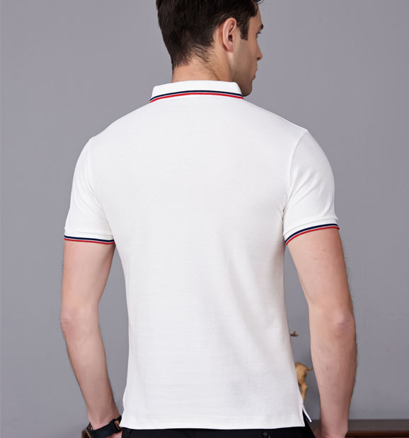 夏季白色男女同款滌棉翻領休閑T恤衫/Polo衫-2788#