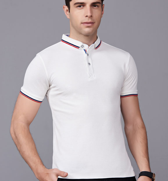 夏季白色男女同款滌棉翻領休閑T恤衫/Polo衫-2788#