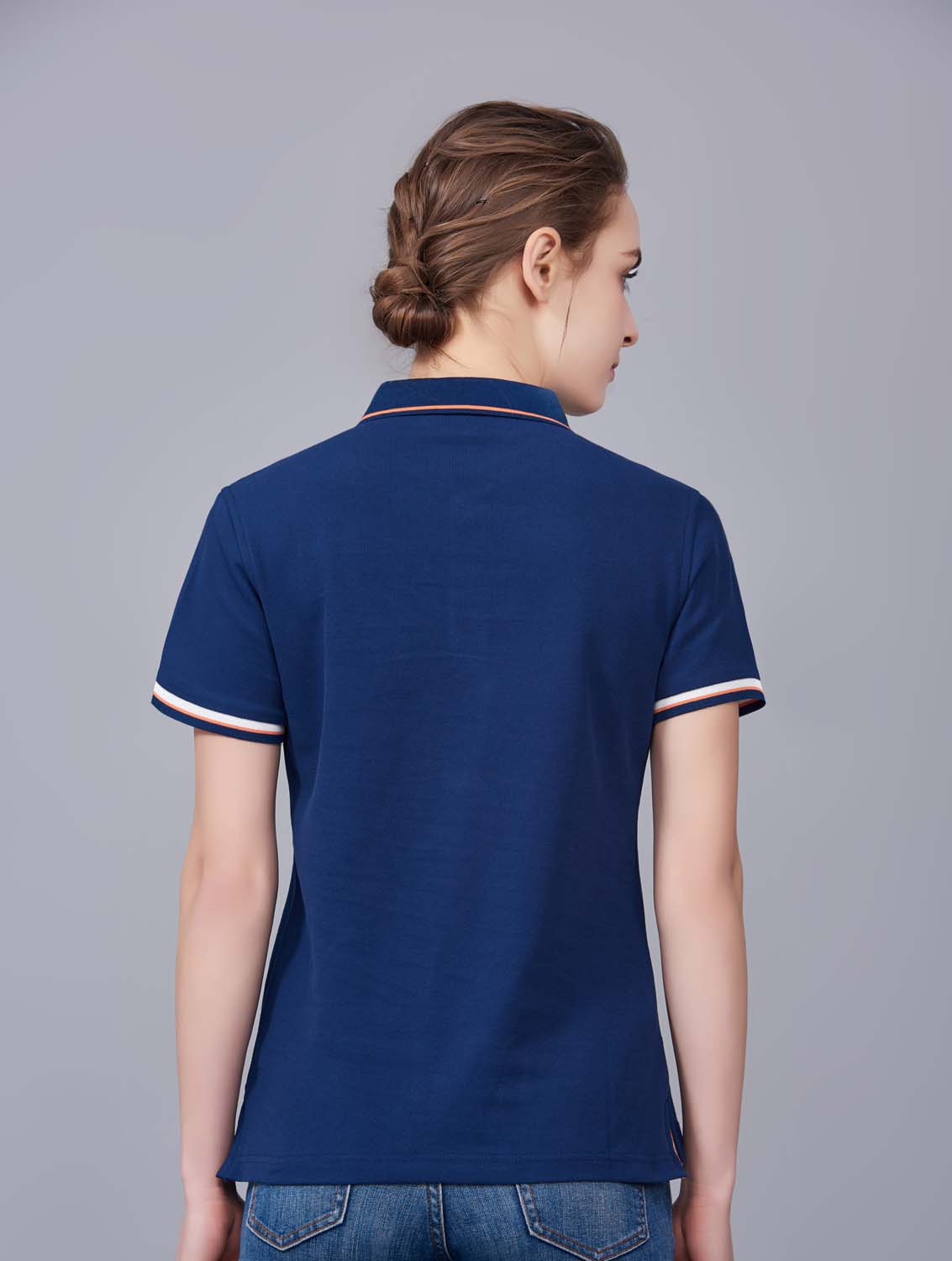 夏季藏藍(lán)色男女同款絲綢質(zhì)感銅氨纖維透氣翻領(lǐng)商務(wù)POLO衫/T恤衫-1898#