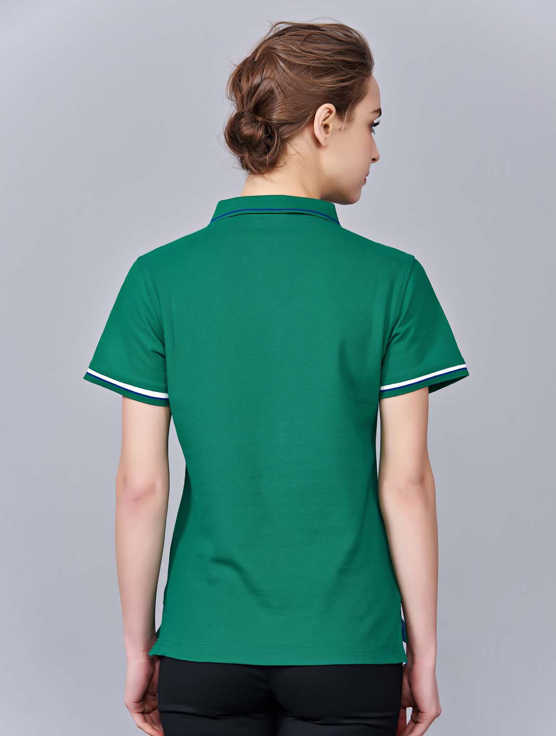 夏季草綠色男女同款絲綢質(zhì)感透氣翻領(lǐng)商務(wù)POLO衫/T恤衫-1898#