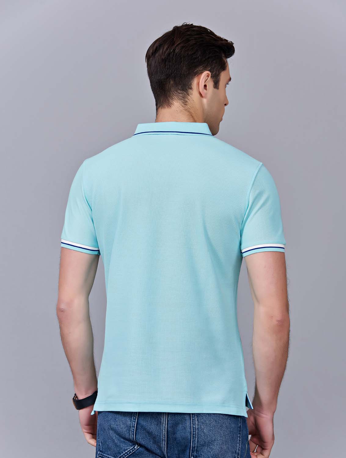 夏季玉綠男女同款絲綢質感透氣翻領商務POLO衫/T恤衫-1898#