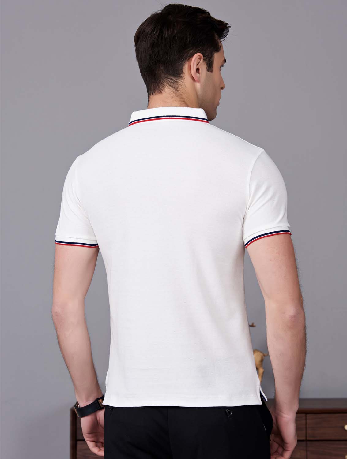 夏季白色男女同款滌棉翻領休閑T恤衫/Polo衫-2788#