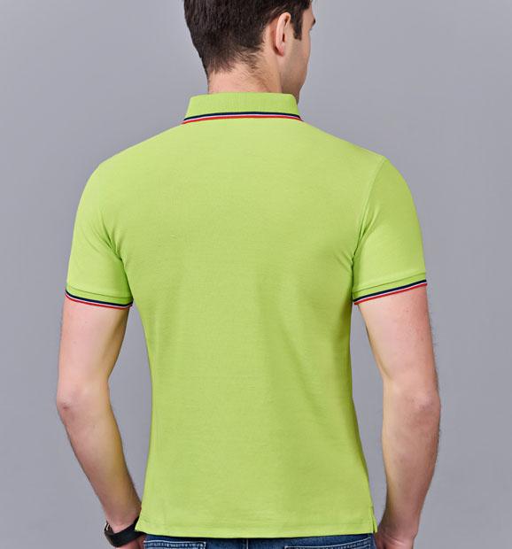 夏季果綠色男女同款滌棉短袖翻領時尚T恤衫/polo衫-2788#