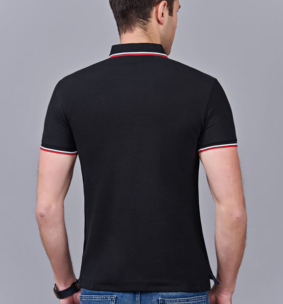 夏季黑色男女同款滌棉短袖翻領時尚T恤衫/polo衫-2788#