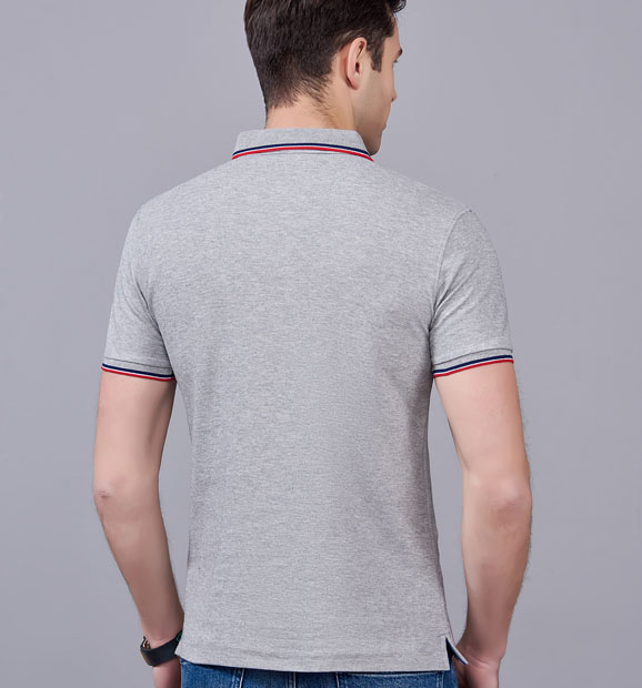 夏季麻灰色男女同款滌棉短袖翻領時尚T恤衫/polo衫-2788#