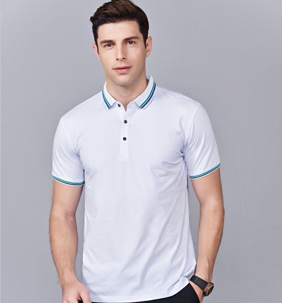 夏季白色男女同款冰瓷棉短袖翻領(lǐng)時尚T恤衫/polo衫-66531#